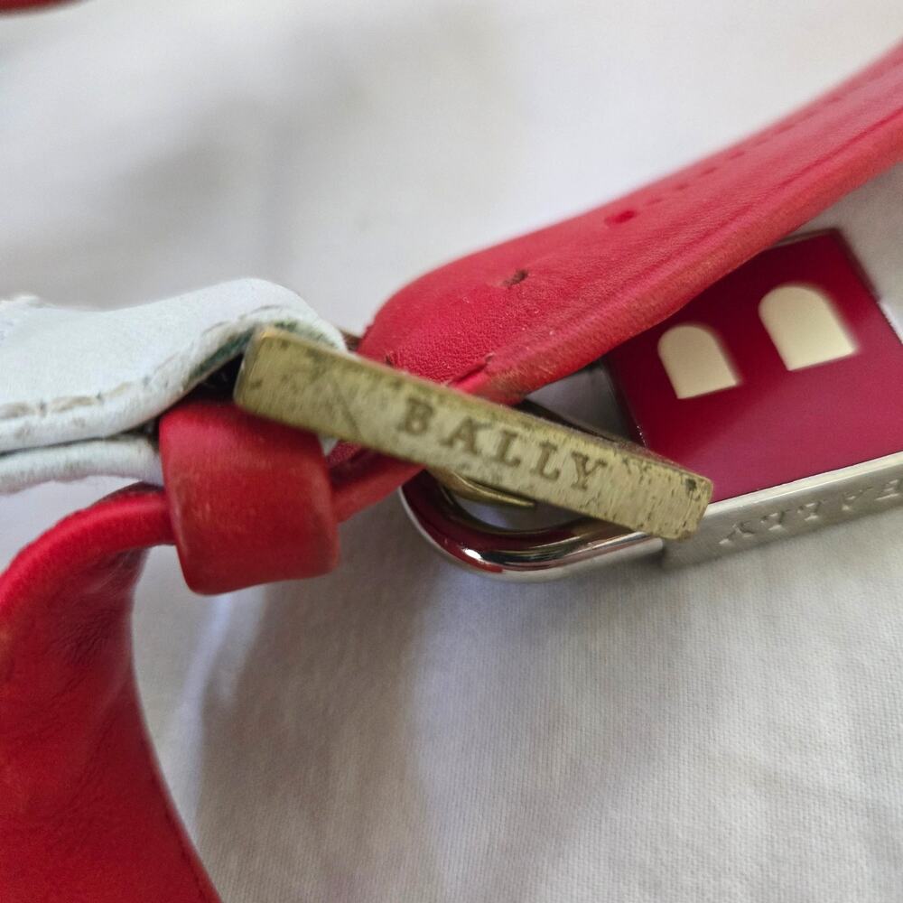 Vintage 90's Bally Bag White Leather Red Strap Shoulder Purse *READ* - Picture 5 of 16